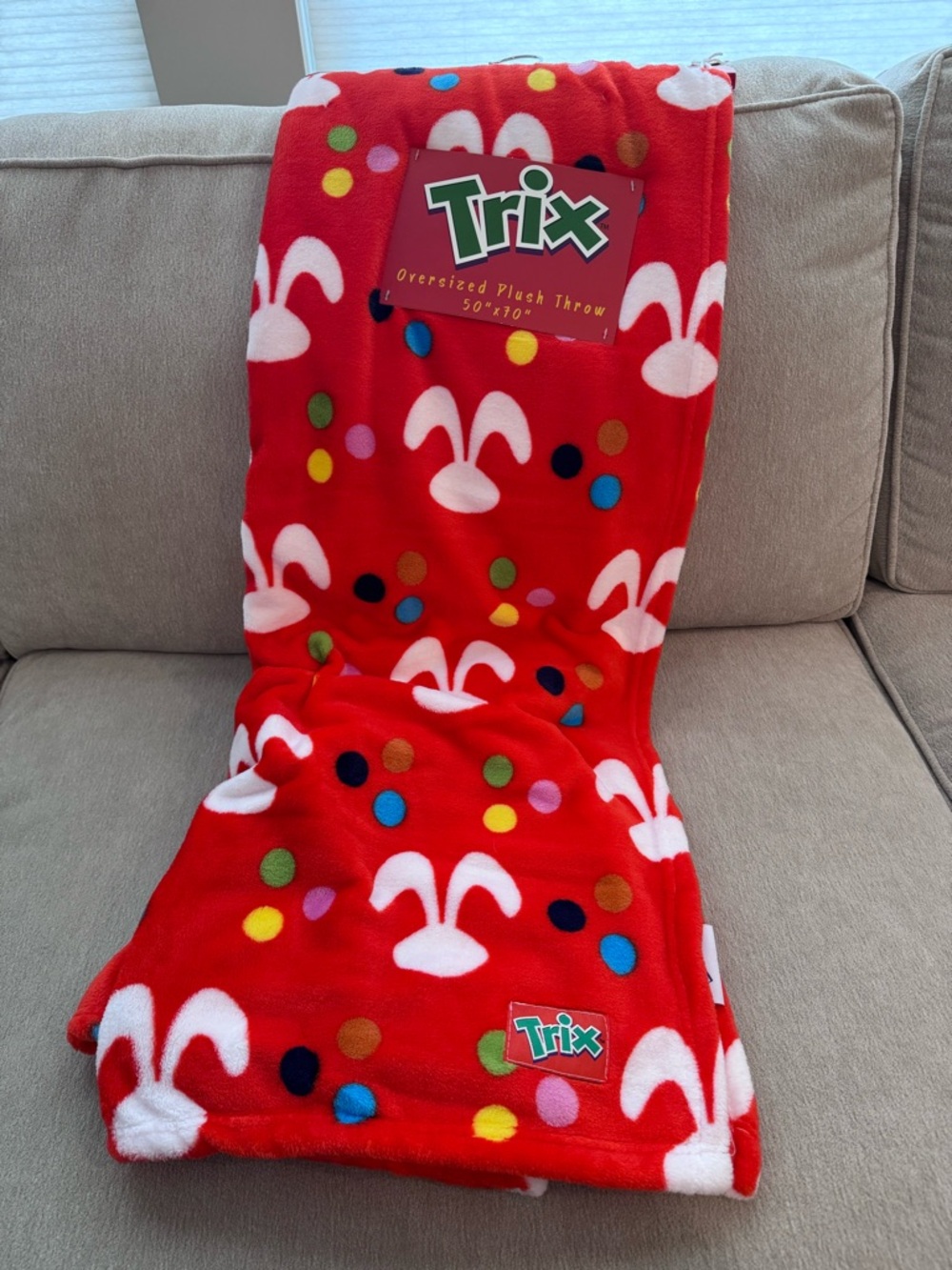 Trix Bunny Cereal Blanket Oversized Plush Throw 50 X 70” NEW